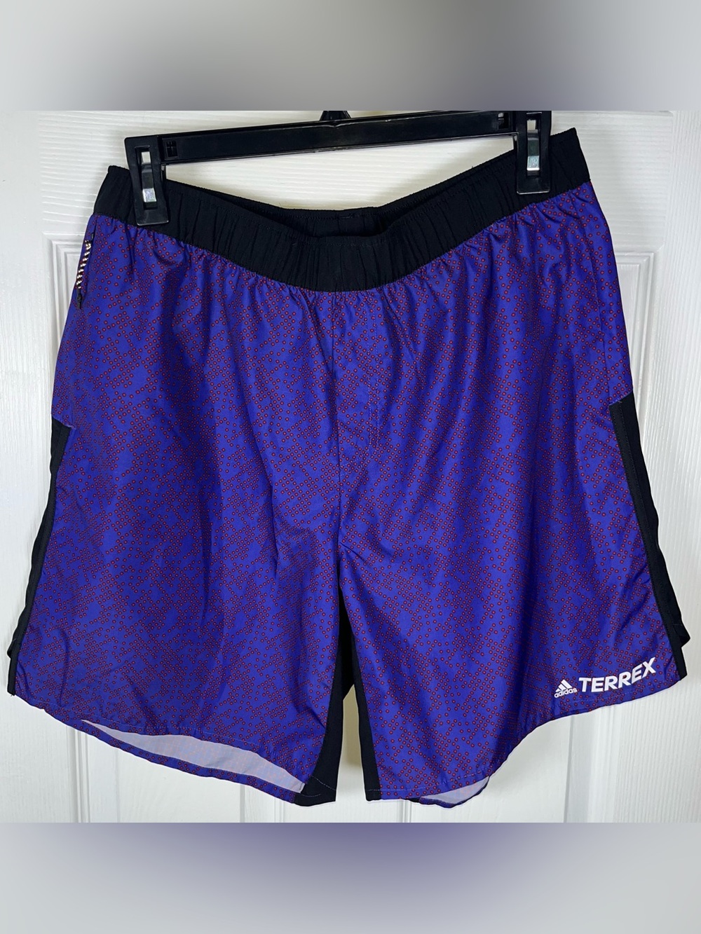 MEN'S ADIDAS TERREX Primeblue Graphic TRAIL RUNNING SHORTS Large 7” Zip Pockets